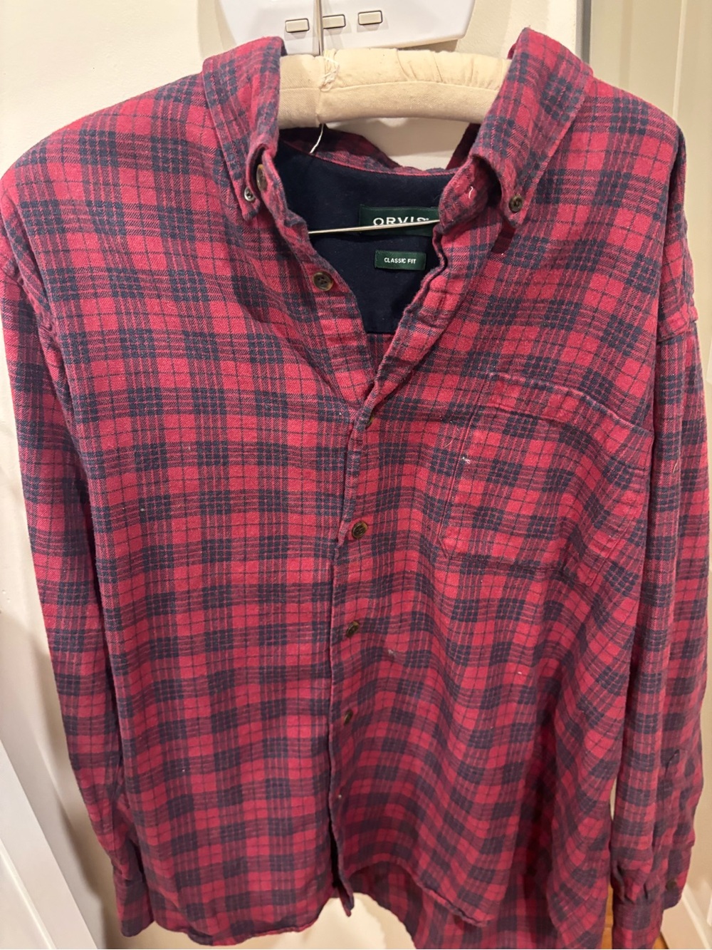 Orvis Classic Fit Red Plaid Button-Down Shirt